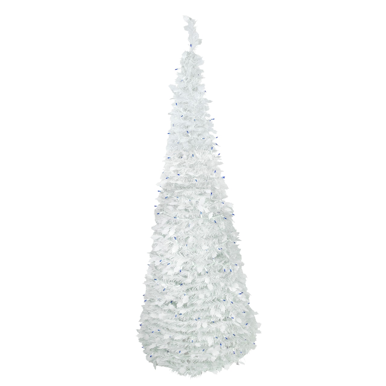 6ft. Pre-Lit White Tinsel Pop-Up Artificial Christmas Tree, Blue Lights